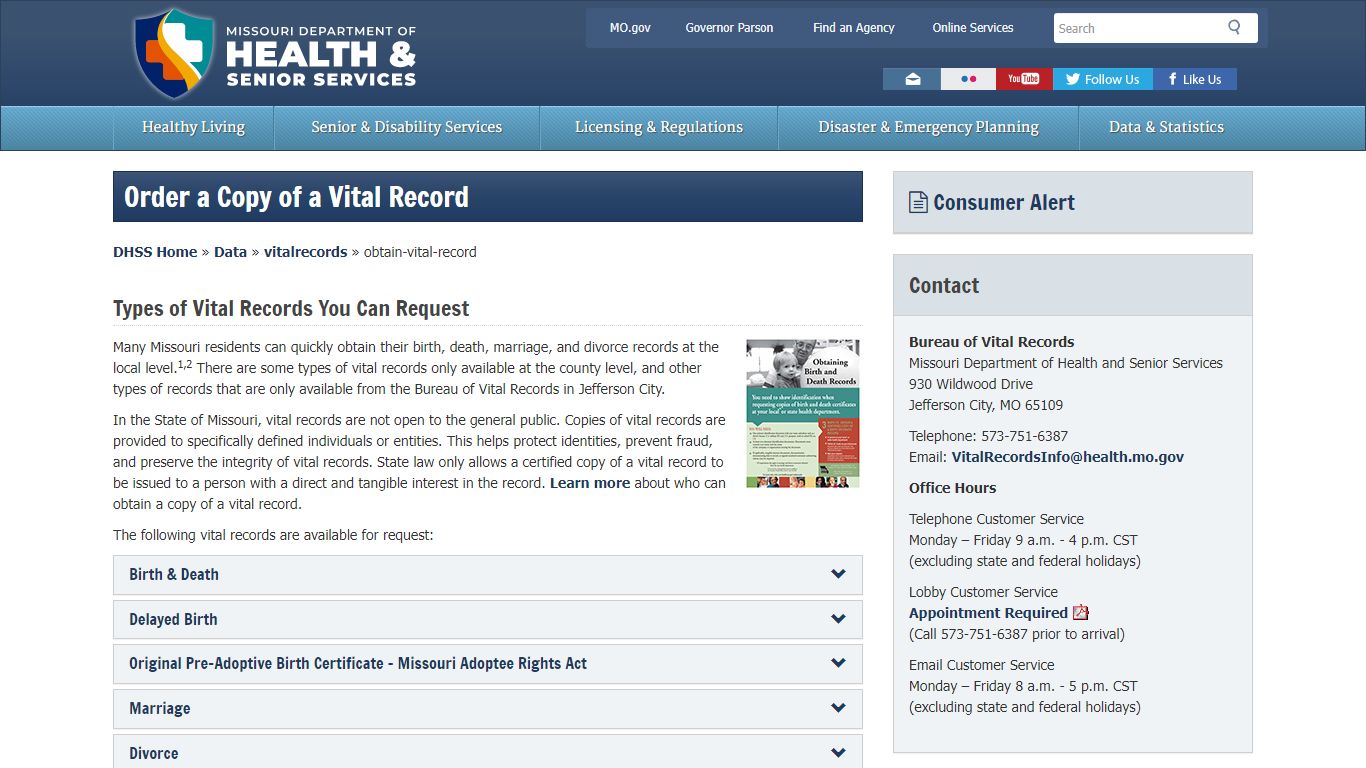 Order a Copy of a Vital Record | Vital Records | Health ... - Missouri